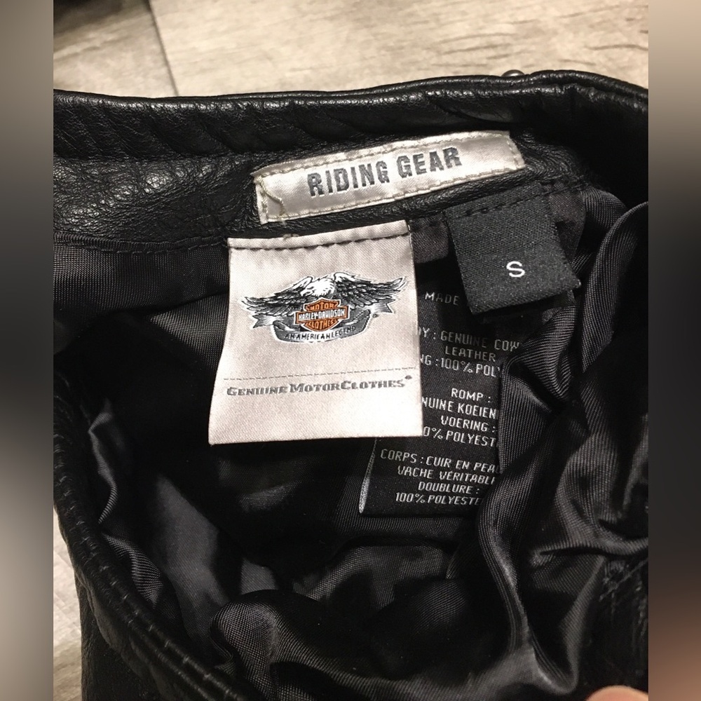 Womens Harley-Davidson Leather Chaps Riding Chopper Motorcycle Black Pants Small - Picture 9 of 12